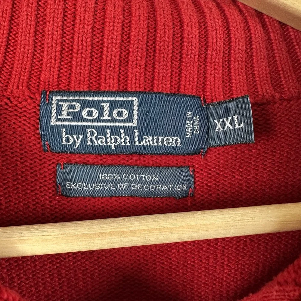 Polo Ralph Lauren Sweater Men's Size 2XL Red Fleece 1/4 Zip Pullover Pony